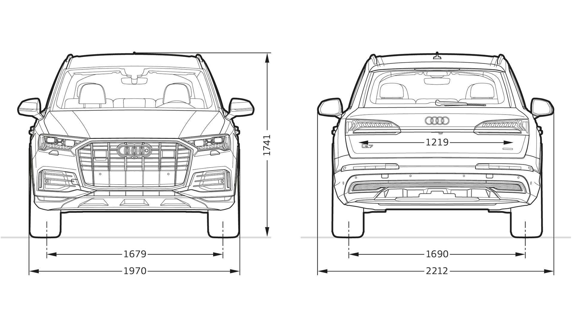 Dimensions > layers > Audi Q7 TFSI e | Q7 Range | Audi UK > Audi UK